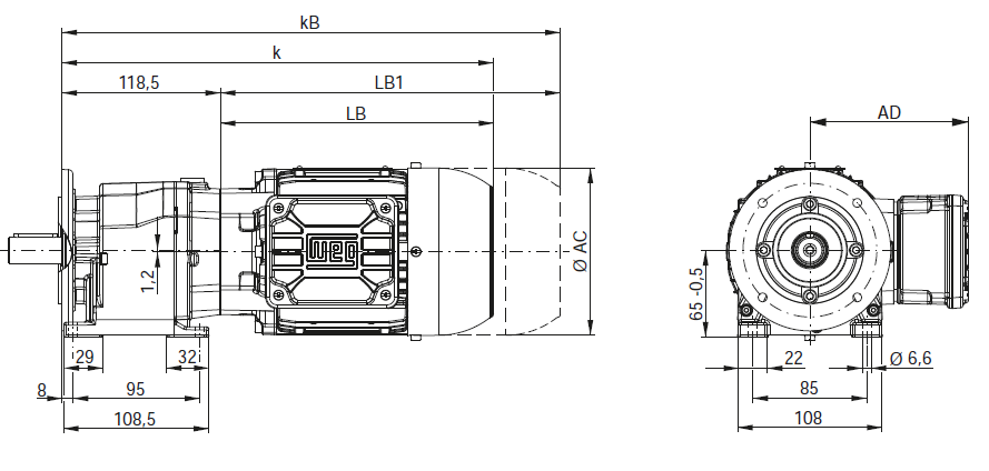 CA00 - Монтаж на лапах и исполнение с фланцем B5