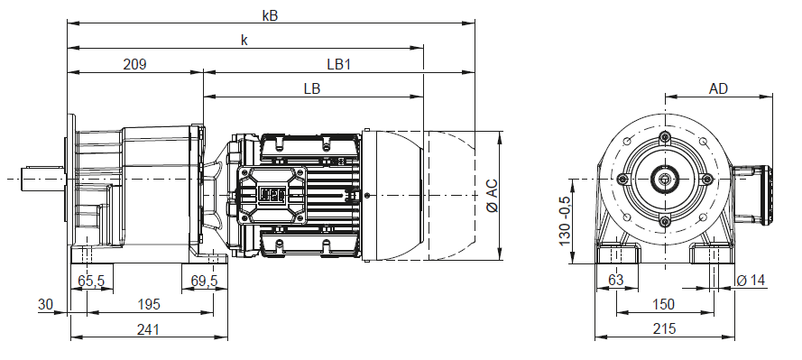 CA06 - Монтаж на лапах и исполнение с фланцем B5