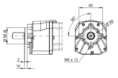 CC00 - B14 фланцевое исполнение + центрирующее и резьбовое отверстие