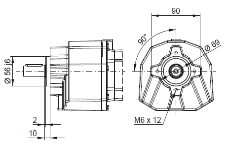 CC01 - B14 фланцевое исполнение + центрирующее и резьбовое отверстие