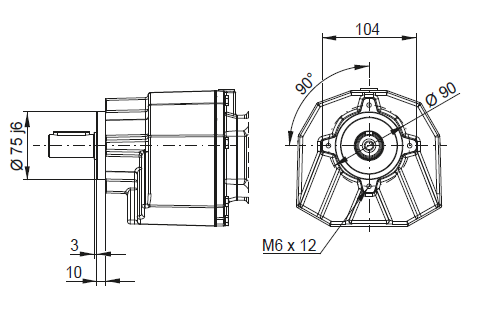 CC03 - B14 фланцевое исполнение + центрирующее и резьбовое отверстие