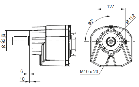 CC05 - B14 фланцевое исполнение + центрирующее и резьбовое отверстие