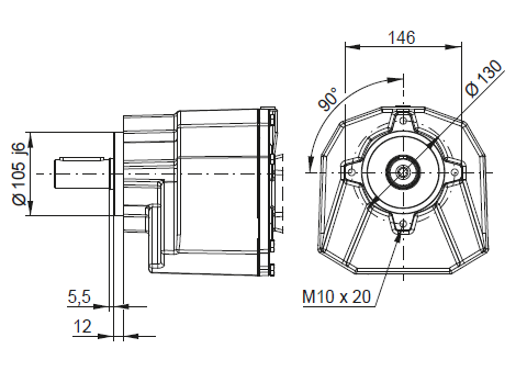 CC06 - B14 фланцевое исполнение + центрирующее и резьбовое отверстие