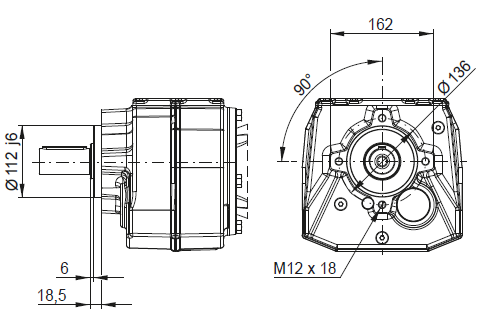 CC07 - B14 фланцевое исполнение + центрирующее и резьбовое отверстие