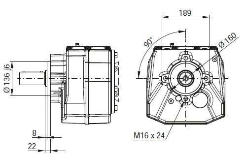 CC08 - B14 фланцевое исполнение + центрирующее и резьбовое отверстие