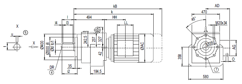 Монтажное исполнение на фланце DZ/ZZ168 (тип С) Монтажное исполнение на фланце DZ/ZZ168 (тип С)