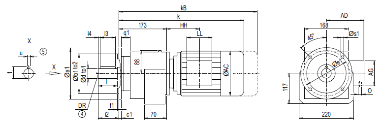 Монтажное исполнение на фланце DF/ZF48 (тип A) Монтажное исполнение на фланце DF/ZF48 (тип A)
