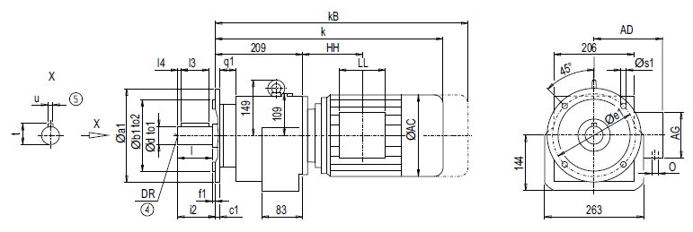 Монтажное исполнение на фланце DF/ZF68 (тип A) Монтажное исполнение на фланце DF/ZF68 (тип A)