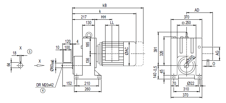 Монтажное исполнение на лапах E128 Монтажное исполнение на лапах E128