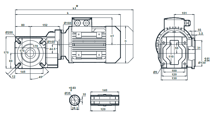 Монтажное исполнение на фланце KR202.03, KR203.03 Монтажное исполнение на фланце KR202.03, KR203.03