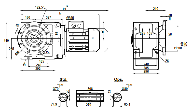 Монтажное исполнение на фланце KR673.03 Монтажное исполнение на фланце KR673.03