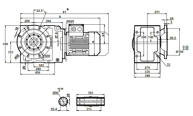 Монтажное исполнение на фланце KR773.03 Монтажное исполнение на фланце KR773.03