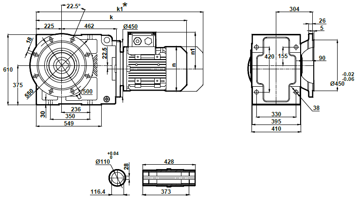 Монтажное исполнение на фланце KR873.03 Монтажное исполнение на фланце KR873.03