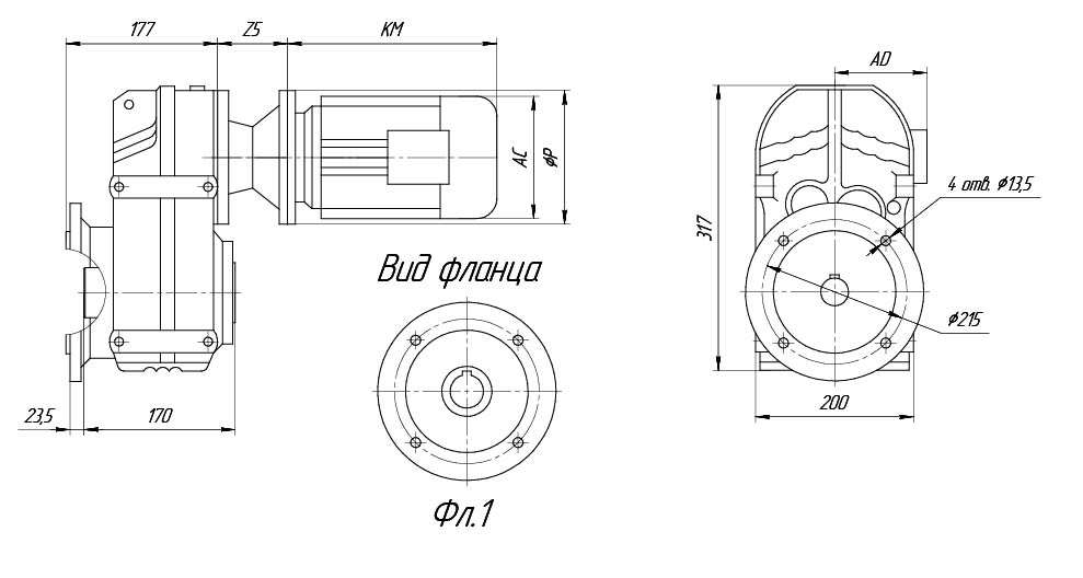 Полый выходной вал VRP (F)415 Полый выходной вал VRP (F)415