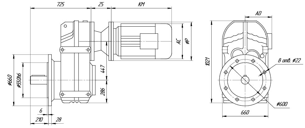 Цельный выходной вал VRP (F)450 Цельный выходной вал VRP (F)450