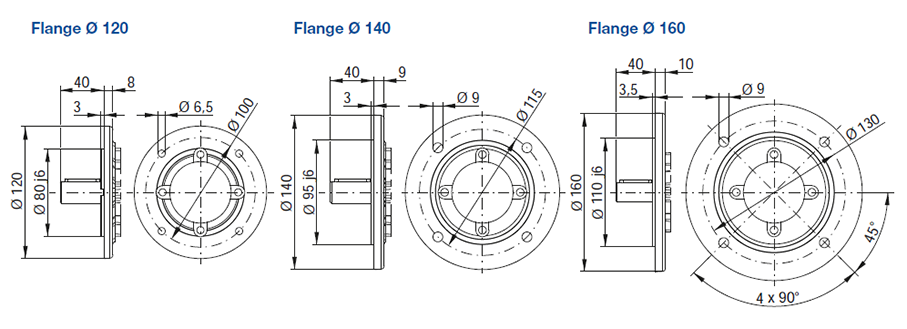 Размеры выходных фланцев