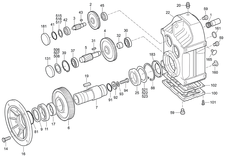Базовая конструкция плоского редуктора серии VRP Базовая конструкция плоского редуктора серии VRP