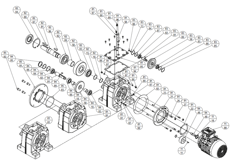 Внутреннее устройство редуктора Watt Drive (Ватт Драйв) серии WEG